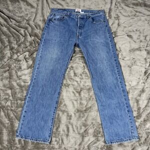 Levi's 501 Jeans Men's 34x31 Blue Medium Wash Straight Original Button Fly Y2K